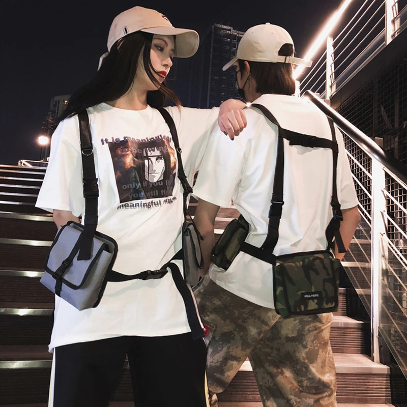 Chaleco táctico funcional hop Streetwear Chest Rig Bag Unisex arnés bolsas de cintura riñonera dos bolsillos mujeres bolsas un cinturón| Riñoneras| - AliExpress