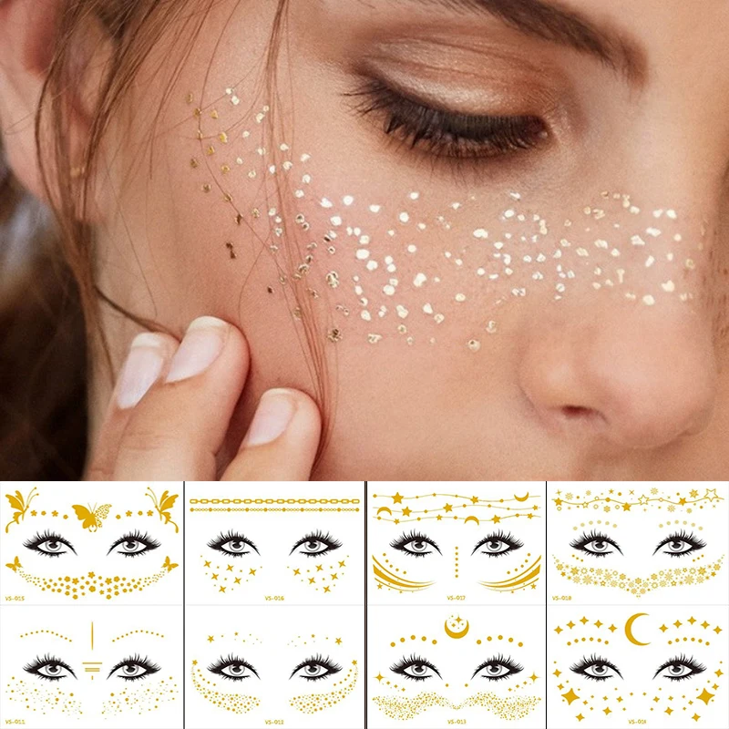 Temporäre eye tattoo aufkleber gold glitter aufkleber gesicht make