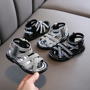 

Summer Girls Casual Roman Sandals Rhinestone Princess Beach Shoes 1-3 Years Old Children's Shoes Kids Sandals