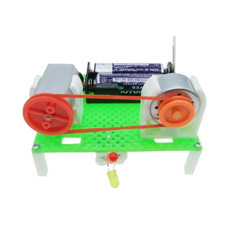 

Mini Electric Generator Wheel Motor Model Energy DIY Toys For Kids LED Education Science Experiment Gift J6PD