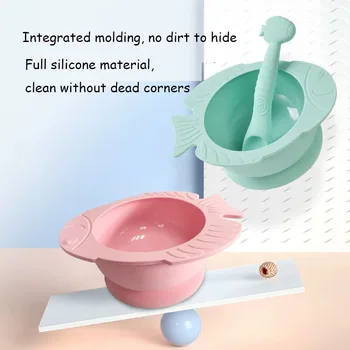 

Baby Dishes Feeding Silicone Spoon Bowl Set Kids Plate Tableware Food Dinnerware for Baby Suction Cup Fixing BPA Feeding Bowls