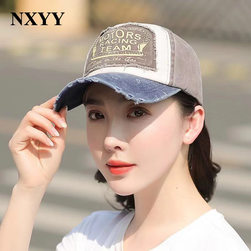 

NXYY Embroidered Washed Denim Cap Fashion Baseball Caps Topee MOTORS RACING TEAM Bonnet Baseball Hats Men Gorros Mujer Invierno