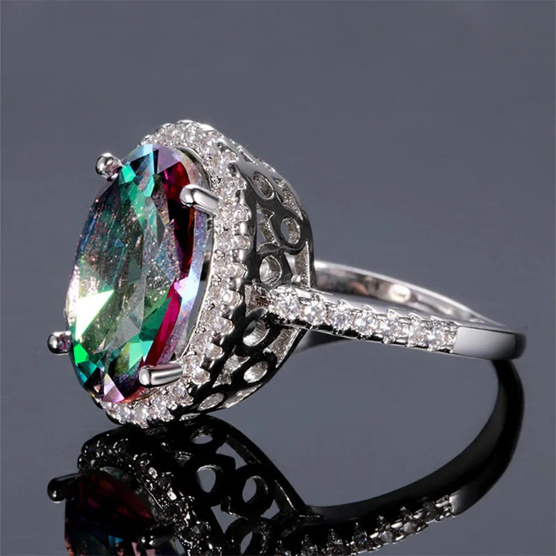 Bague Ringen, трендовые серебряные ювелирные изделия 925, кольца с драгоценными камнями для женщин, Красочные Овальные топазы, роскошный дизайн, Женское Обручальное кольцо, подарок