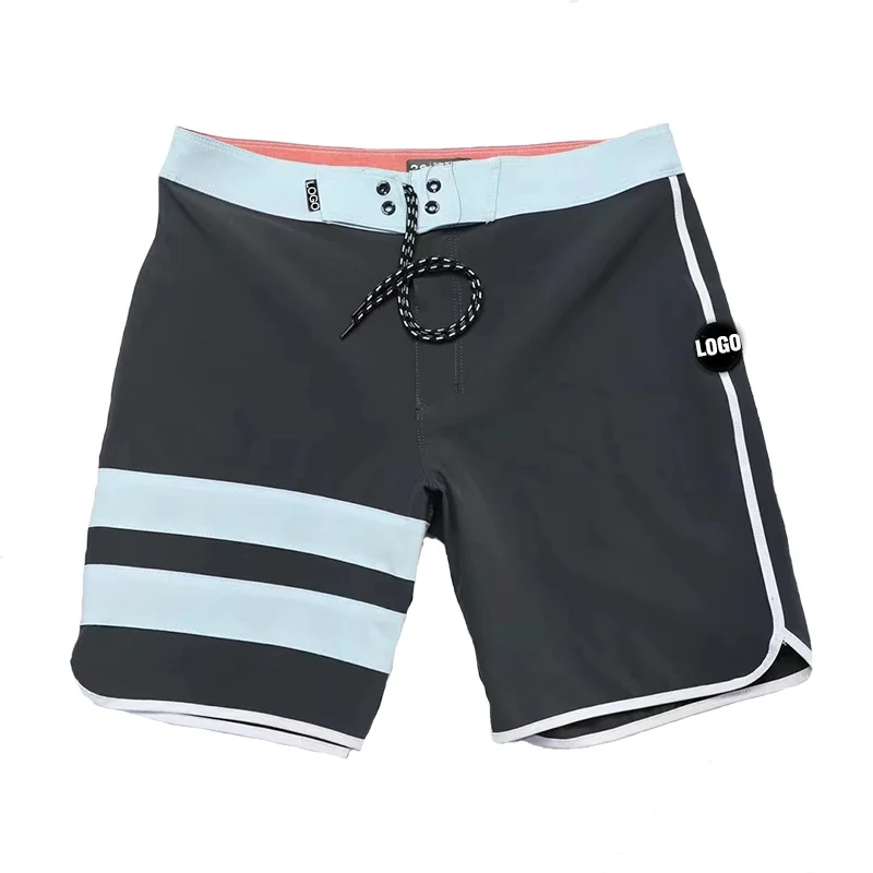 Pantalones cortos de LICRA para hombre, Bermudas cortas de secado rápido, impermeables, de marca, a rayas, para playa, traje de baño, 2020