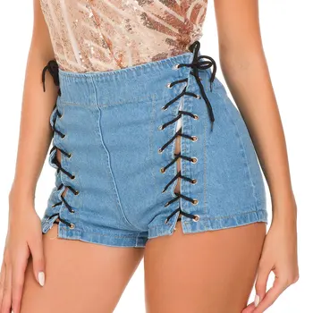 

New European and American Summer Women's Denim Shorts Hot Pants Ultra-Short Nightclub Women's Sexy High Waist Hole