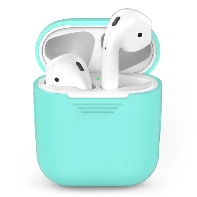 Силиконовый Bluetooth беспроводной чехол для наушников AirPods защитный чехол Аксессуары для кожи для Apple Airpods зарядная коробка - Цвет: Небесно-голубой