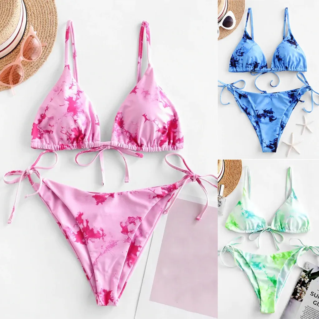 

Sexy Bikini Women Push Up Swimsuit Tie-dye Printing Swimwear Brazilian Bikini Set Bathing Suit Summer Beach Wear Women Biquini