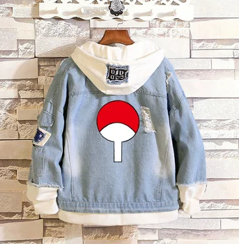 

Jacket FASHION Japan Loose Casual Autumn Winter Men Women Hooded Zip-up Print Naruto Denim Full Piece Knitted Regular Harajuku