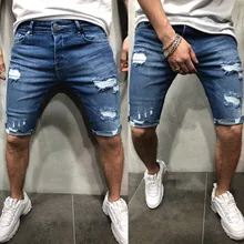 Dropshipping Brand New New Men shorts Jeans Short Pants Destroyed Skinny jeans Ripped Pant Frayed Denim