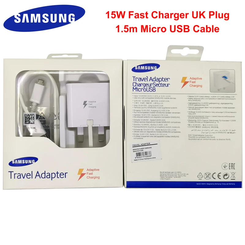 Кабель Micro USB для Samsung Galaxy S6 S7 Edge A3 A5 A7 1 5 Note 2016 м вилка стандарта Великобритании 9 В 67