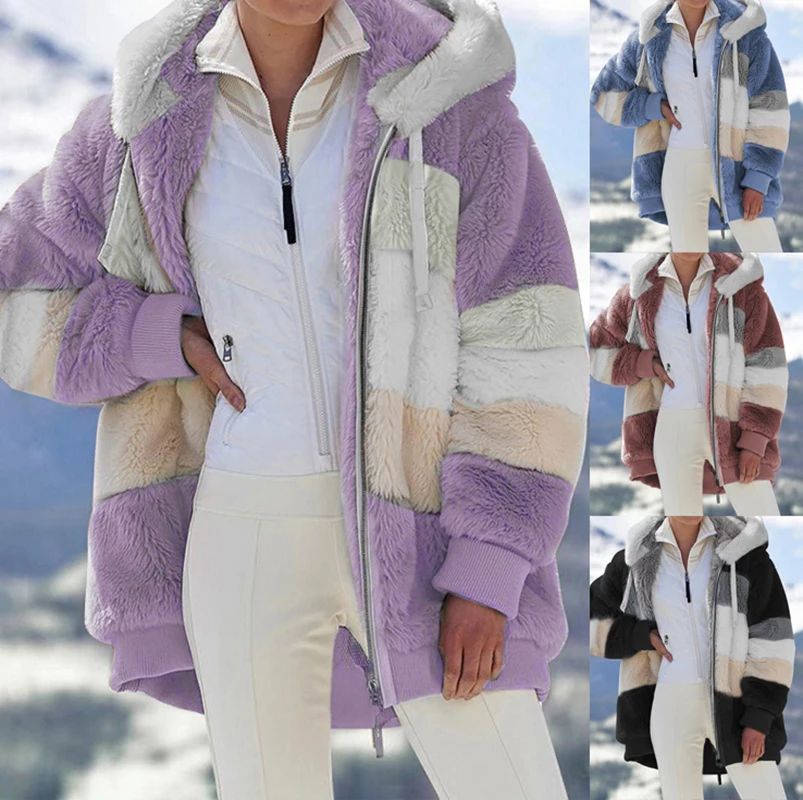 Plus size Hoodie Women Man Fashion Winter Keep Warm Coat Oversize S-5XL Ladies Hooded Loose Long-sleeve Jacket Plush Coat Zipper