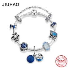 Новые 925 пробы серебряные очаровательные муранские стеклянные голубые эмалированные секретные подвески в виде звезд браслеты Очаровательные женские браслеты ювелирные изделия