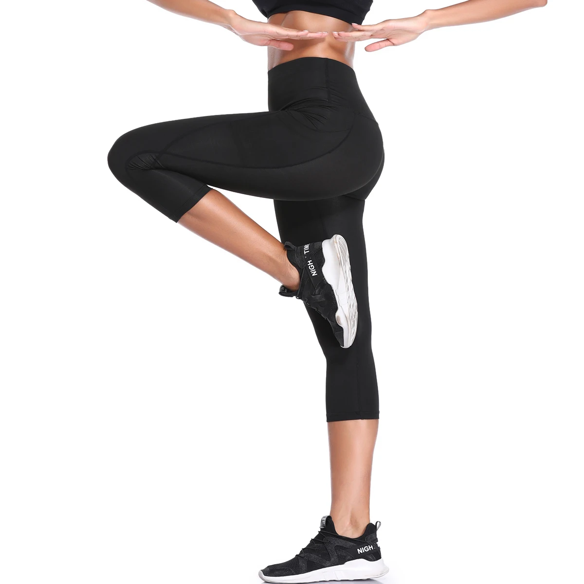Joyshaper Высокая талия Леггинсы для женщин для похудения Спорт с карманами укороченные брюки капри брюки тренировки сексуальные колготки для бега