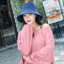 Модная хлопковая льняная кепка для женщин, походные шапки, уличные простые широкие полями, Повседневная шляпа для рыбацкой девочки, женская пляжная шапка, двусторонняя