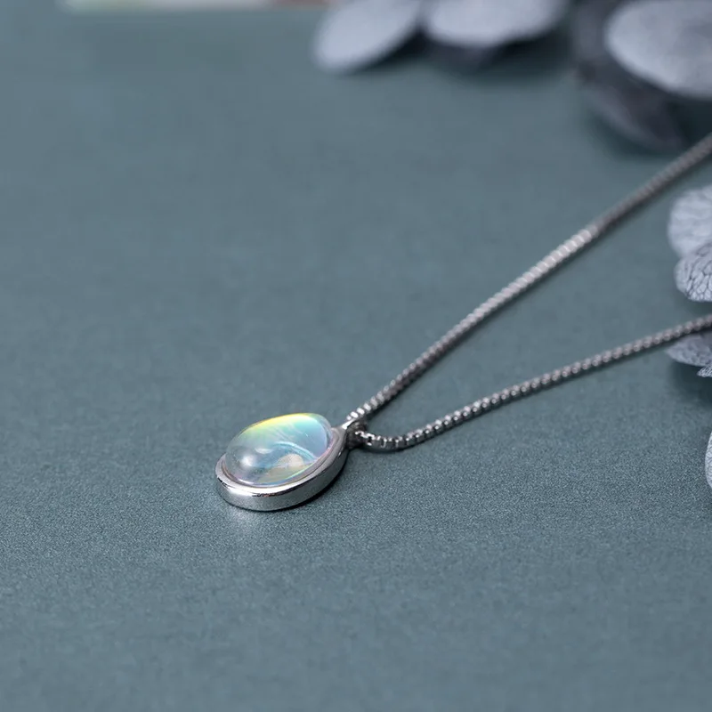 Water Drop Shaped Crystal Women Necklace S925 Sterling Silver Student Simple Fashion Elegant Girl Clavicle Chain | Украшения и
