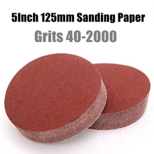 Outils abrasifs pour ponceuse sans trou, disque de ponçage, papier de polissage, 125mm #40 #2000, 10 pièces