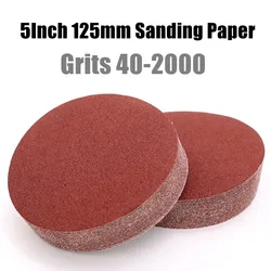 Outils abrasifs pour ponceuse sans trou, disque de ponçage, papier de polissage, 125mm #40 #2000, 10 pièces 