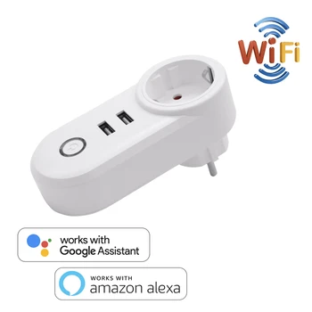 

Knewfun Smart Socket Plug WiFi Wireless Remote Socket Adaptor with Timer 2 USB IOS/Android App Compatible with Echo Google Home