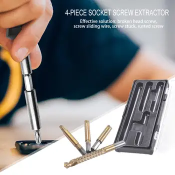 

Texture Durable Damaged Screw Extractor Set Practical Classic Delicate Damaged Screws Steel Stripped Screw Remover Kit 4pcs