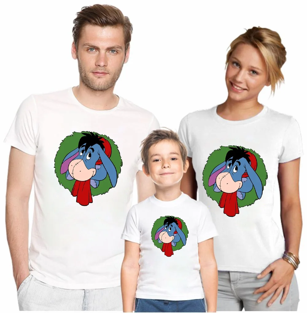 Family Matching Tshirts Fashion Daddy Mommy and Me Clothes Casual Disney Winnie the Pooh Family Look Father Mother Kid T-Shirt family clothes set