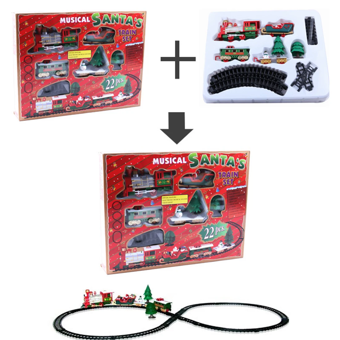 

Christmas Electric Music Rail Train Toy Mini Simulation Train Educational Toy Model Building Kits