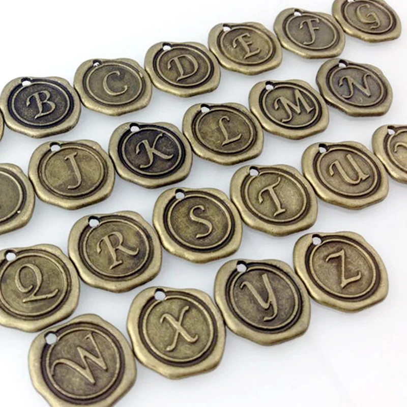 60 шт./лот античный латунный Алфавит персонализированный добавить на 26 Английских