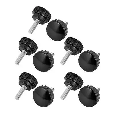 

Black Head 6mm Diameter Male Thread Screw On Type Clamping Knob 10Pcs