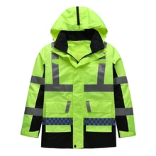 Безопасная непромокаемая куртка дорожная куртка со съемной стеганой курткой с капюшоном водонепроницаемая Светоотражающая высокая видимость для зимы желтая