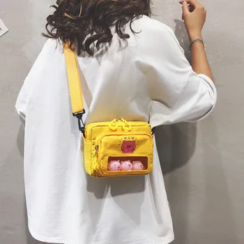 

Tote Bag Simple Canvas Bag Female Cartoon Cute Small Square Bag Small Fresh Messenger Bag Eco Shopping Bag Шоппер Сумка Авоська