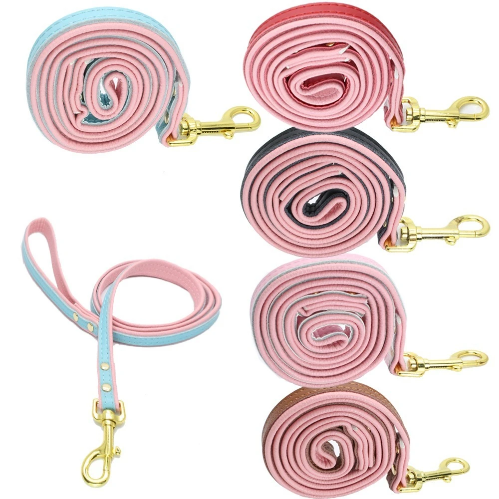 

Double-Layer Leather Small Dog Training Leash Serpentine Puppy Lead Safe Walking Doggie Cat Durable Traction Rope