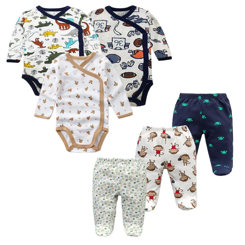 6 шт./лот, Одежда для новорожденных и малышей, весенне-осенние хлопковые комбинезоны для детей+ штанишки для малышей комплекты одежды для малышей - Цвет: G