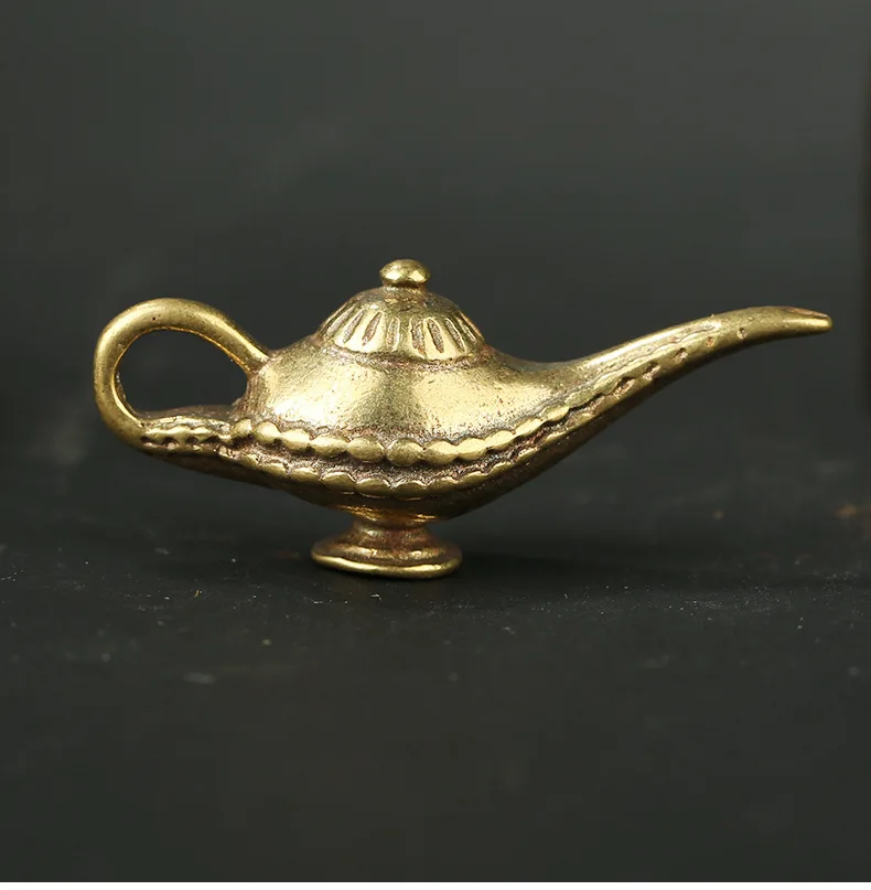 Retro Handmade Pure Brass Aladdin Magic Lamp Craft Diy Jewelry