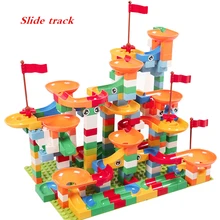 Marble Race Run Block Variety slide track Duplo Building Blocks Funnel Slide DIY set Bricks Educational Toys For kids Compatible funlock duplo marble run plastic slide 43p blocks crystal snowice building toys for children