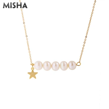 

MISHA Pearl Necklace For Women Ladies High Quality Natural Pearl Necklace Wedding Birthday Gifts Fashion Necklace Jewelry 2333