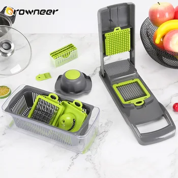 

7 In 1 Manual Slicers Multifunction Vegetable Fruit Cutter Green Portable Onion Carrot Peeler Grater Dicer Tool Stainless Steel
