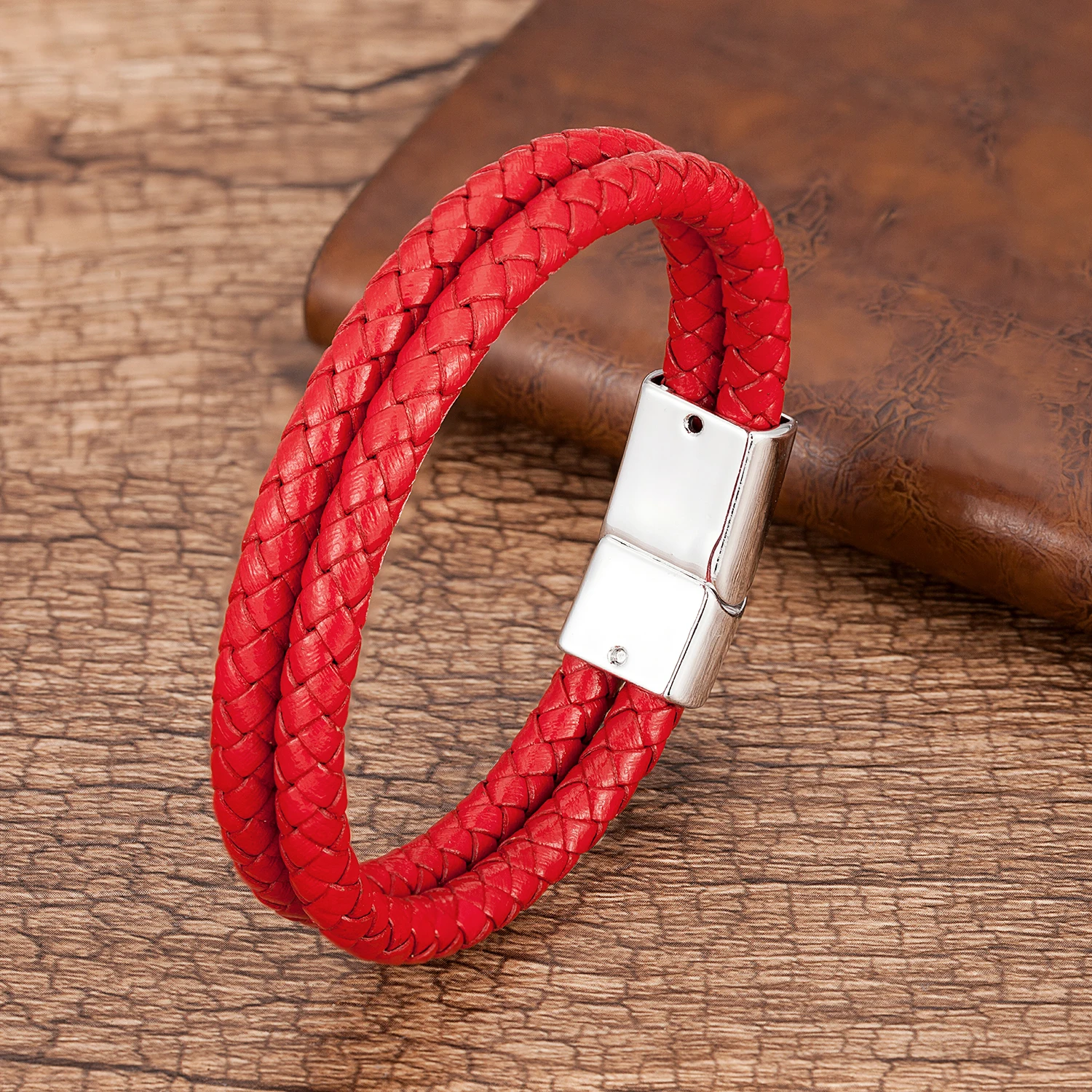 Bracelet Jewelry Men Bracelet Multilayer Genuine Leather Bracelets Charm White Black Metal Magnetic Clasp 9 Style