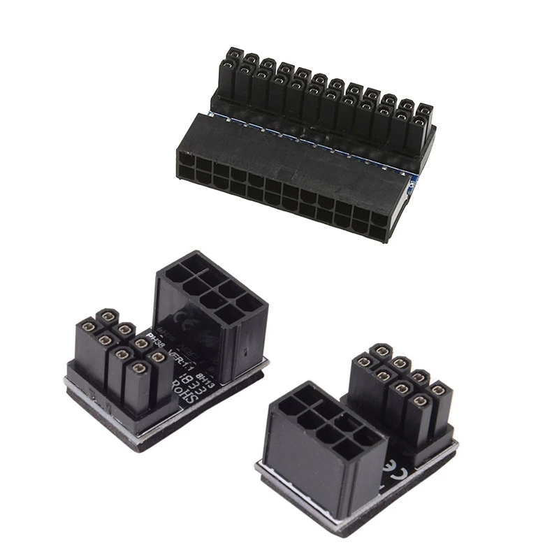 

2Pcs Atx 8Pin Male 180 Degree Angled To 8Pin Female Power Adapter for Desktops Image Card & 2Pcs Atx 24 Pin Female To 24 Pin Mal