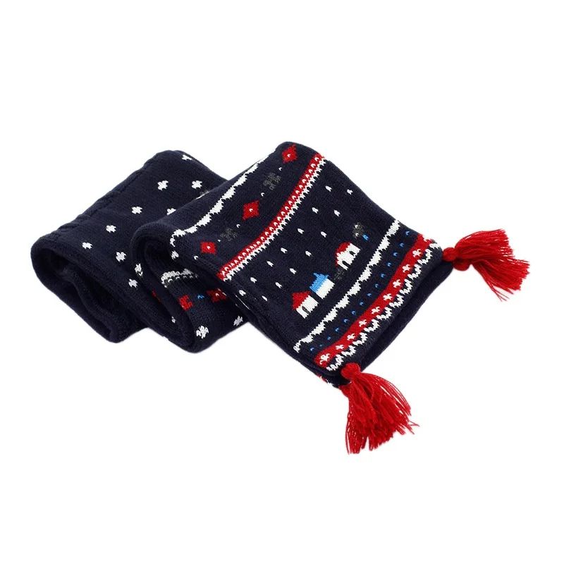 Осенне-зимняя детская Балаклава Флисовая утепленная одежда унисекс с рисунком маленького домика, детский шарф, Новинка