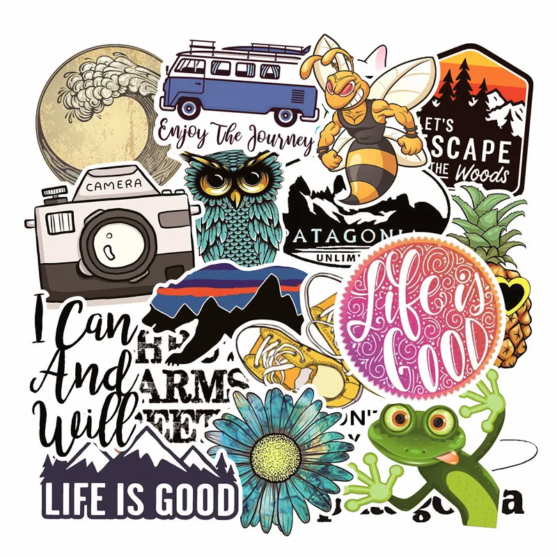 19Pcs/set Animal Graffiti Popular Travel Stickers For Luggage Laptop Skateboard Bicycle Motorcycle Decals Waterproof Sticker | Игрушки и