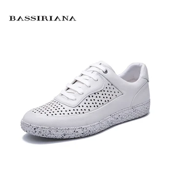 

BASSIRIANA 2020 spring and summer new men's leather shoes black white breathable comfortable high quality men's shoes
