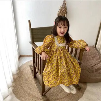 

2020 Korea Style Girls Floral Dress Spring Cotton Fashion Girls Dresses 1-6 Years PP803