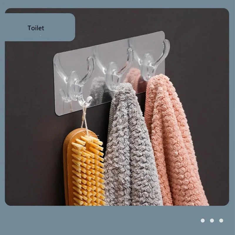 1/3/6 Hooks Transparent Self Adhesive Door Wall Hangers Suction Heavy Load Rack Cup Sucker For Kitchen Bathroom