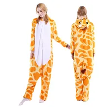 Мультфильм животных цельнокроеные пижамы Для женщин зимой толстые фланель кораллового цвета с рисунком жирафа Пижама, от производителя