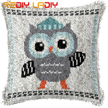 

Latch Hook Cushion Welcome Owl Pre-Printed Canvas Cushion Cover Acrylic Yarn Crochet Pillow Case Kits Hobby & Crafts Home Decor