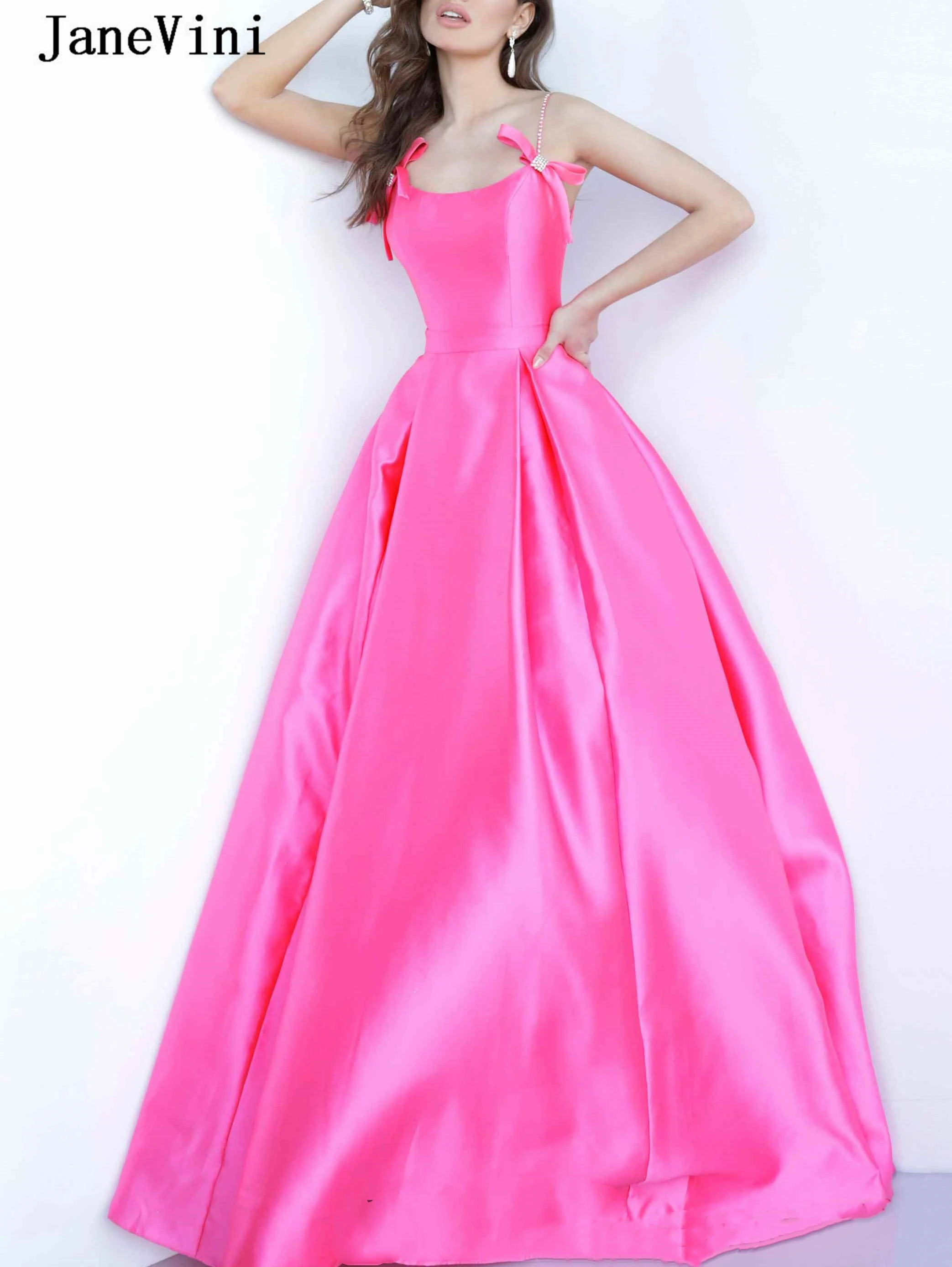 Очаровательные ярко-розовые трапециевидные Длинные платья jaevini для выпускного