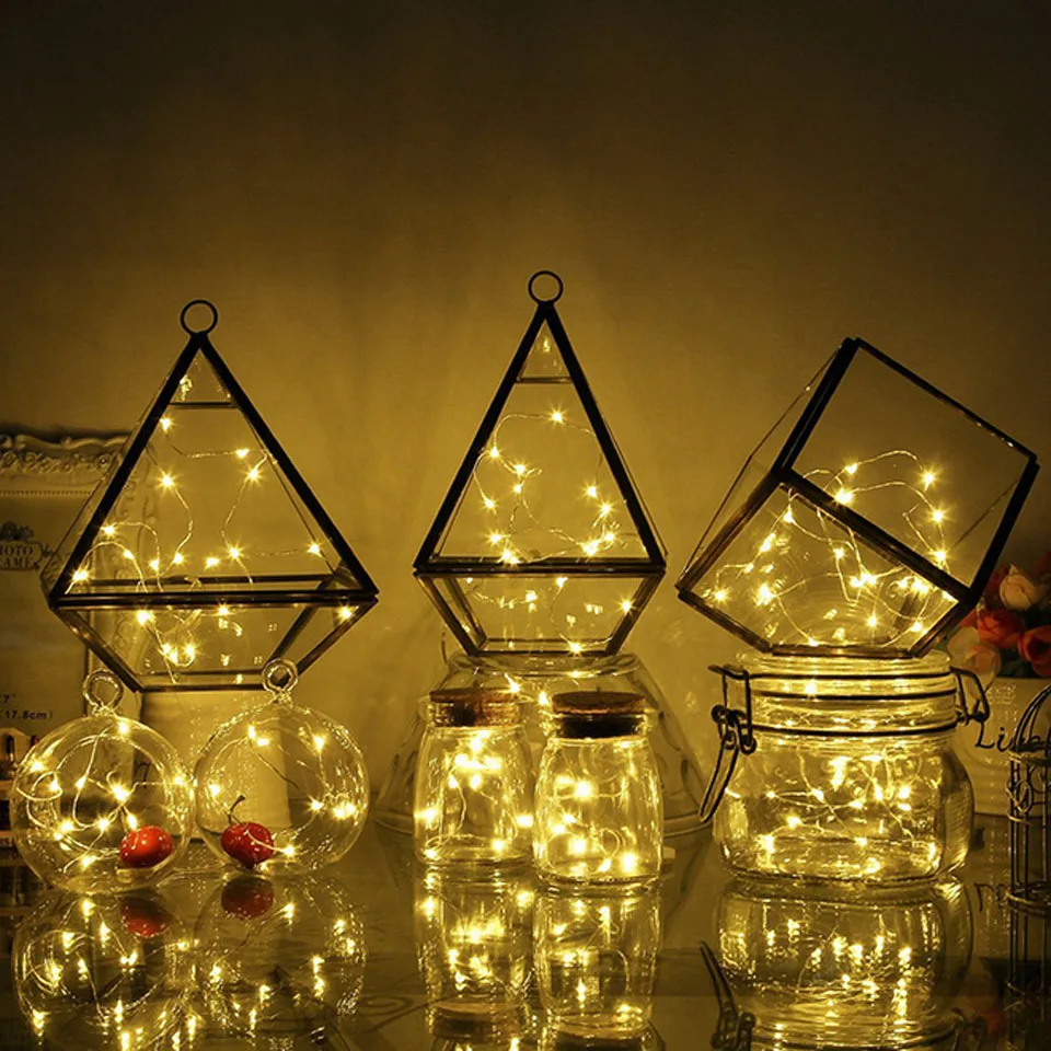 

LED string lights Christmas 1-10M silver wire fairy garland Home wedding party decoration battery powered DC5V USB