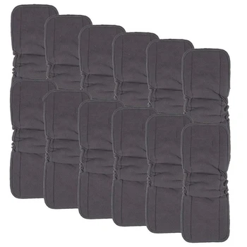 

Charcoal Bamboo Inserts with Gussets,Cloth Diaper Liner,5-Layer Inserts,Reusable Liners for Baby Cloth Diapers 12Pcs 12FLN.