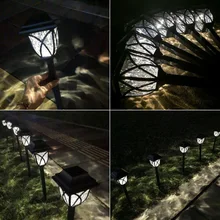 6 шт., светодиодный светильник на солнечной энергии, лампа для газона, украшение, наружная водонепроницаемая черная Ландшафтная лампа для двора, легкая установка, прочный сад