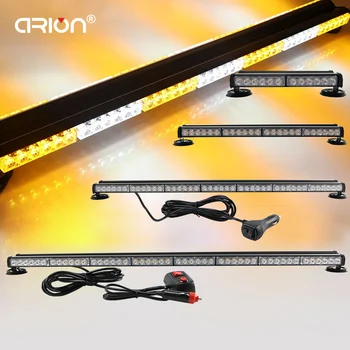 

24-96 LED White Amber Work Flash Strobe Warning Light Bar Emergency Lightbar Lamp Police Work LightBar