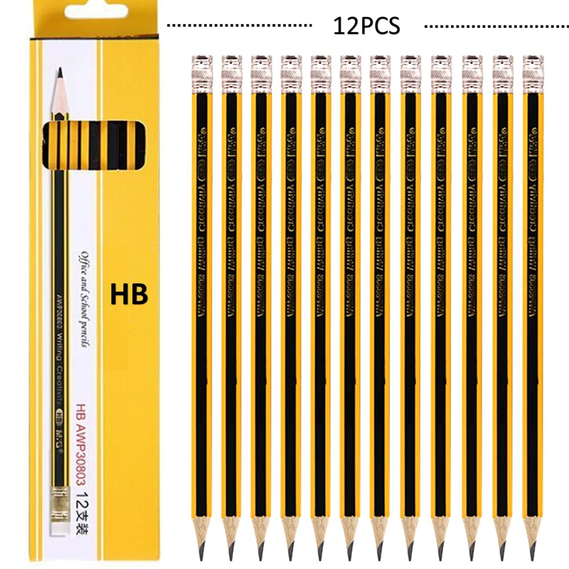 12 unids/pack HB lápiz papelería de la escuela, la Oficina arte material de pintura conjuntos para herramientas del artista materiales